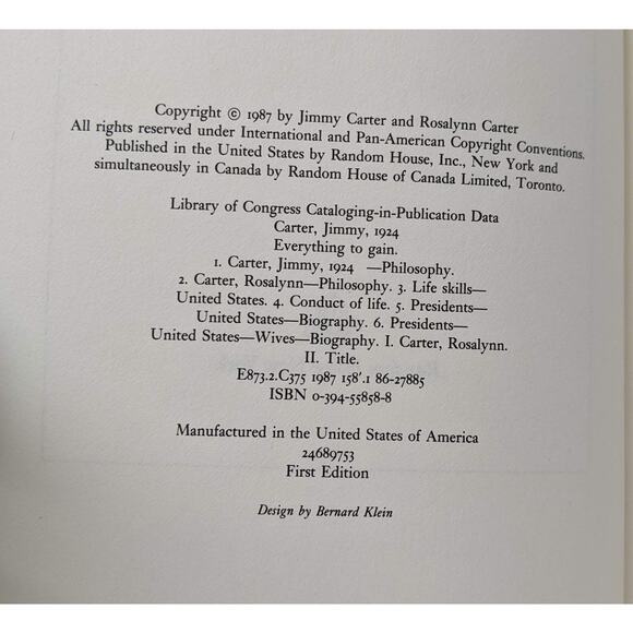 Jimmy and Rosalynn Carter - Everything to Gain - Hardbound with D/J Gently Read - Picture 5 of 7